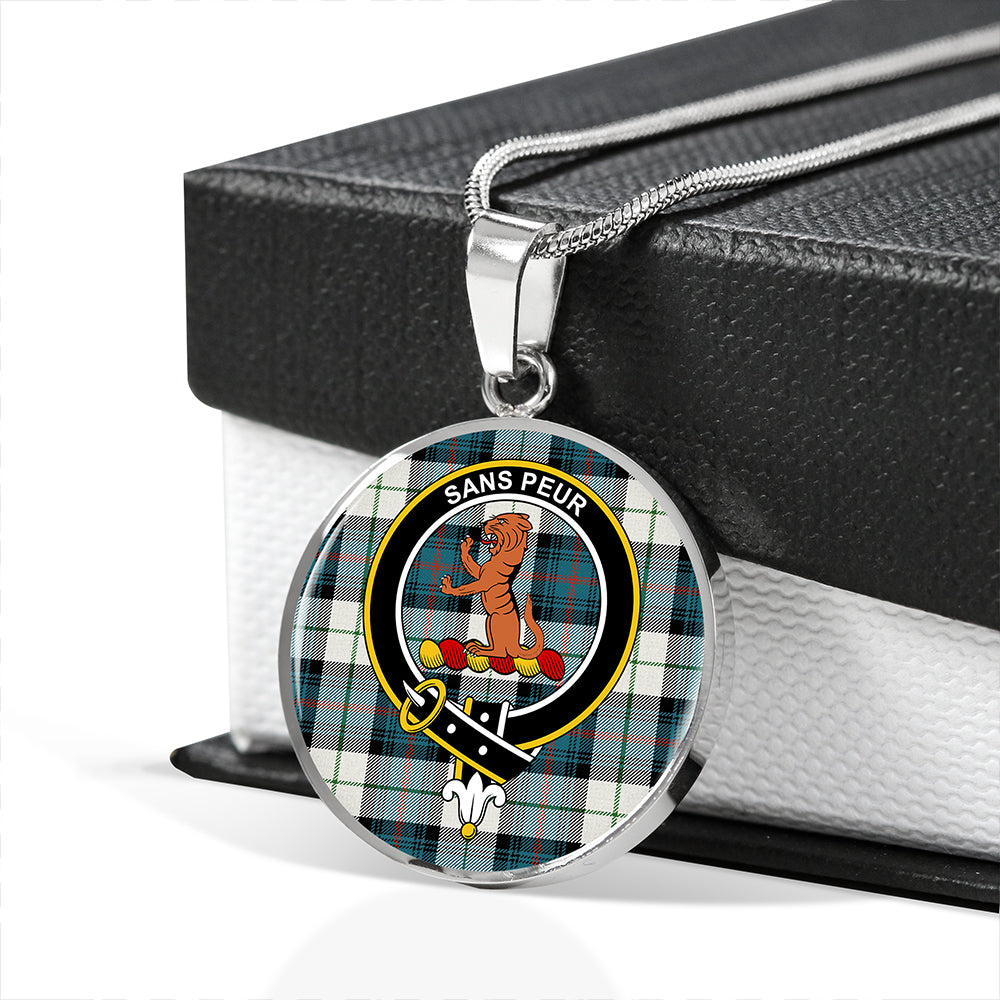 Scottish Tartan Sutherland Dress Royal Blue Ancient Clan Circle Necklace Classic Style