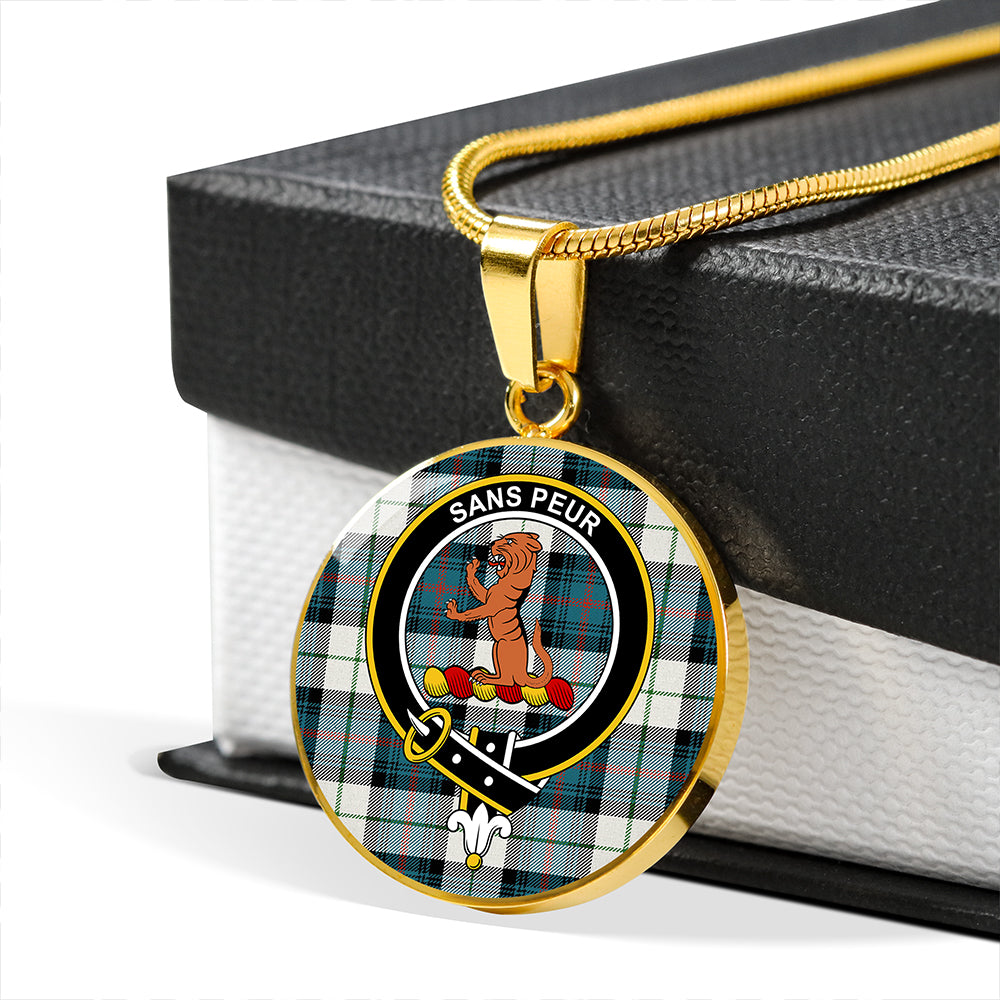 Scottish Tartan Sutherland Dress Royal Blue Ancient Clan Circle Necklace Classic Style