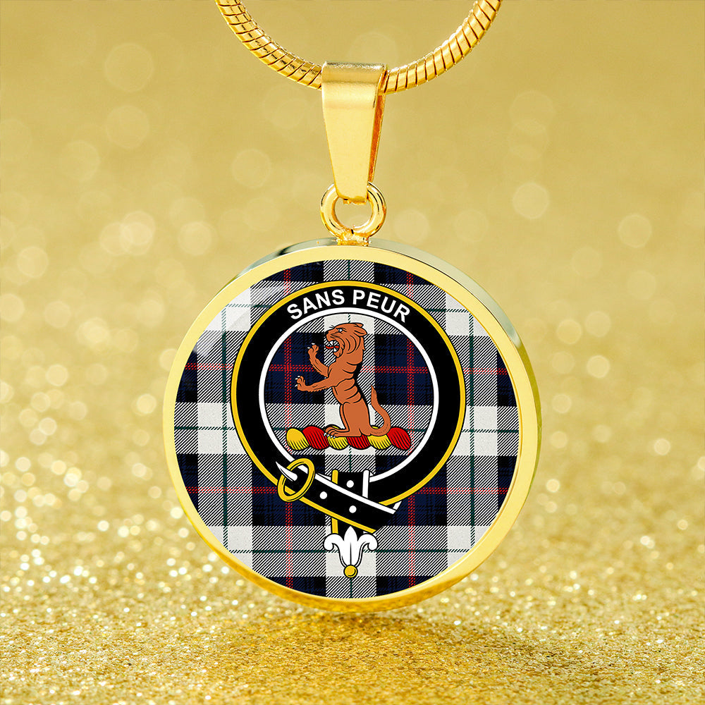 Scottish Tartan Sutherland Dress Royal Blue Modern Clan Circle Necklace Classic Style