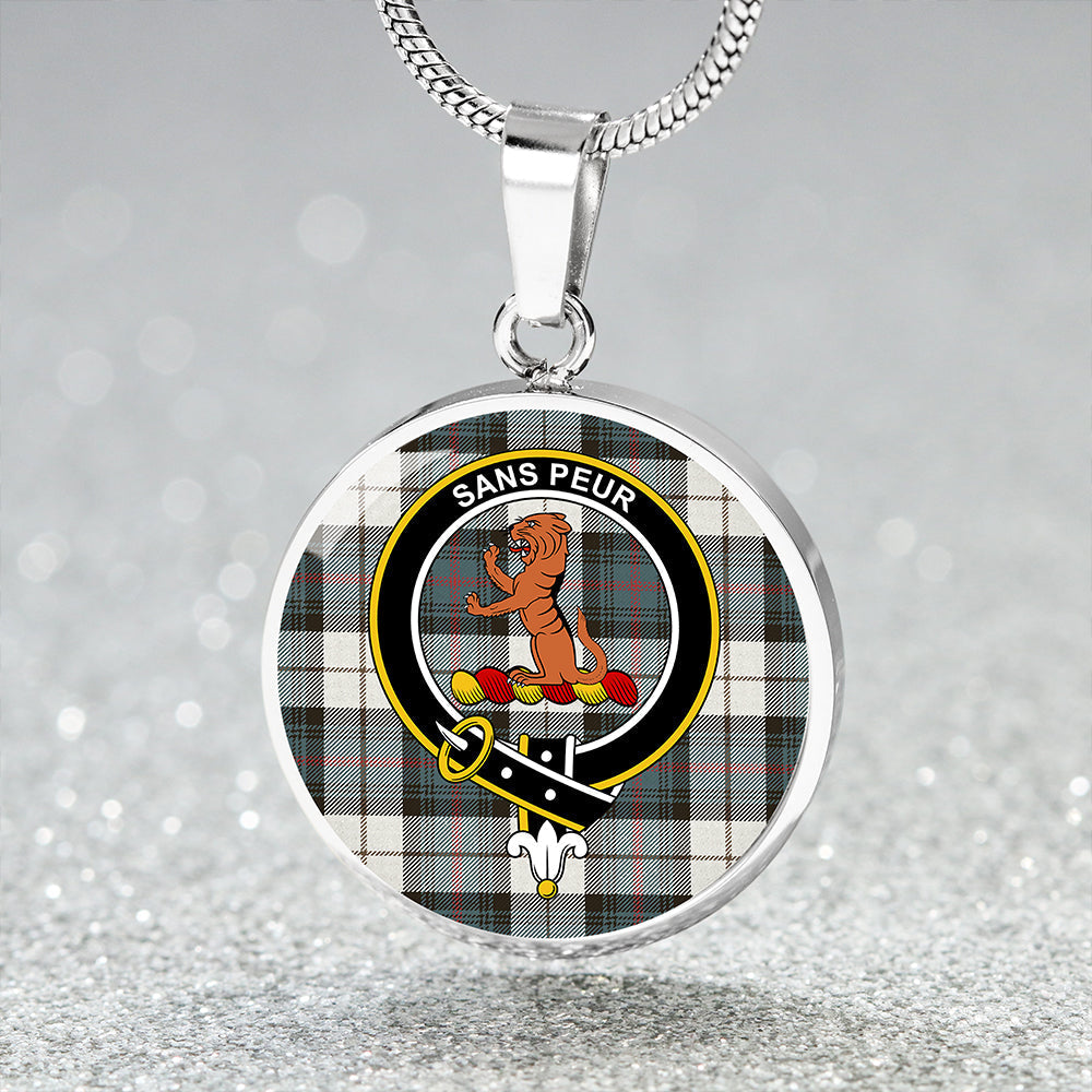Scottish Tartan Sutherland Dress Royal Blue Weathered Clan Circle Necklace Classic Style