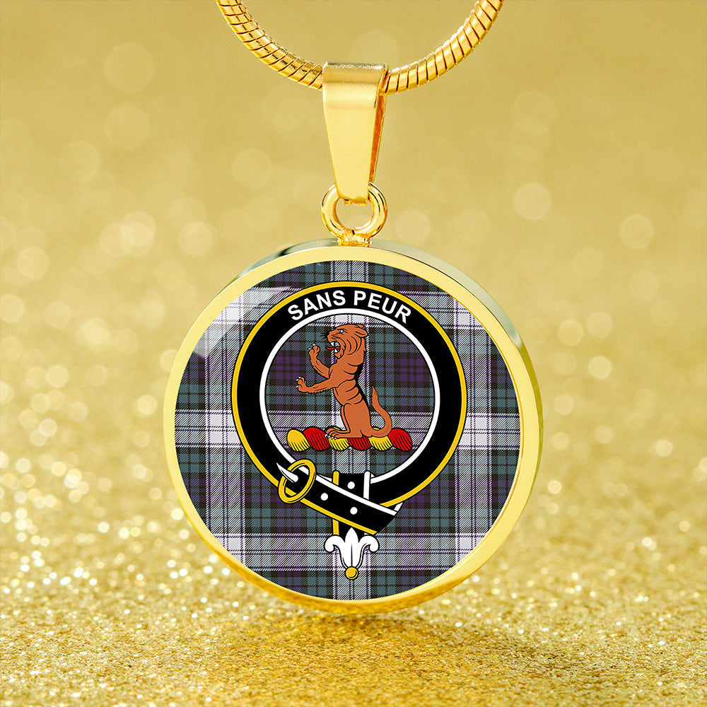Scottish Tartan Sutherland Dress Weathered Clan Circle Necklace Classic Style