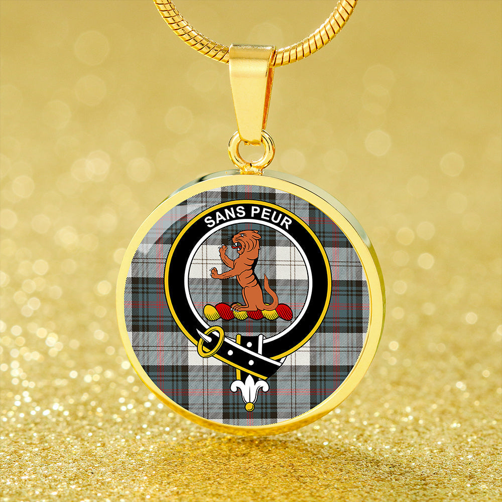 Scottish Tartan Sutherland Dress #2 Weathered Clan Circle Necklace Classic Style