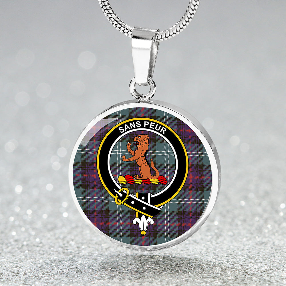 Scottish Tartan Sutherland Old Weathered Clan Circle Necklace Classic Style
