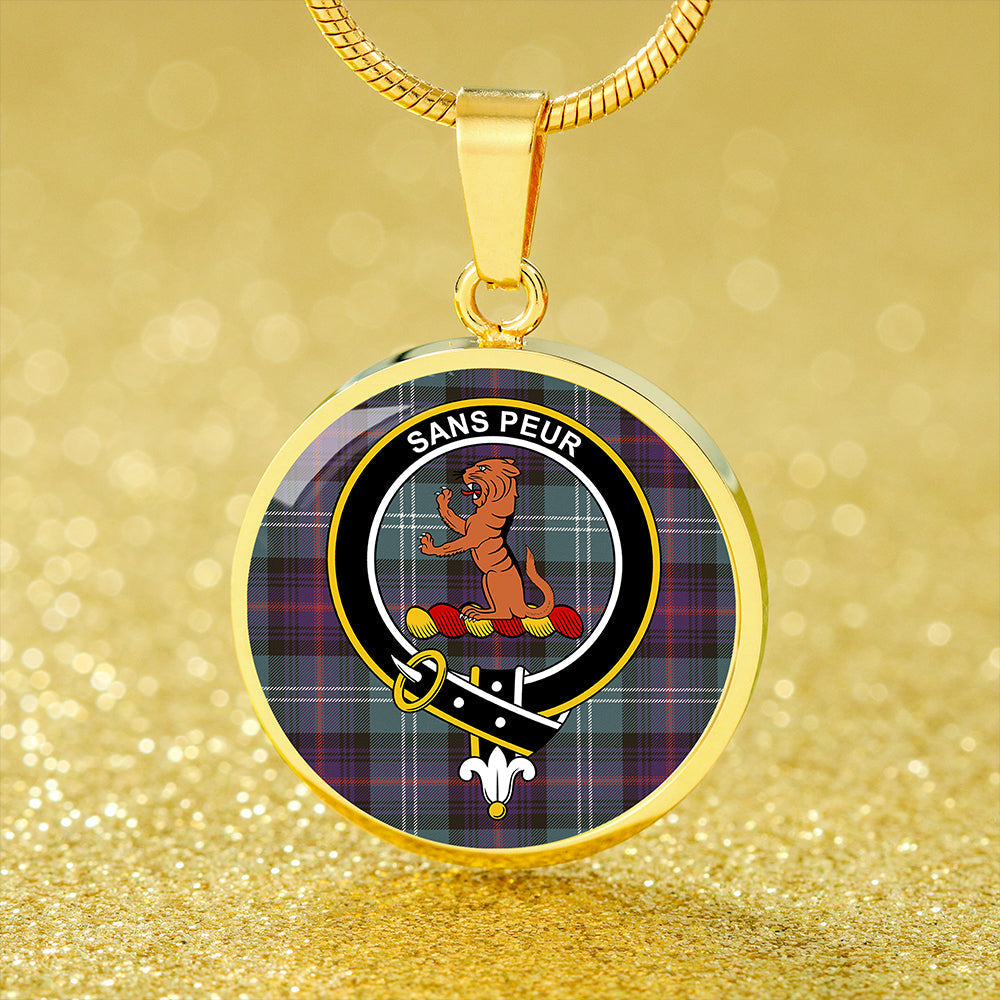 Scottish Tartan Sutherland Old Weathered Clan Circle Necklace Classic Style