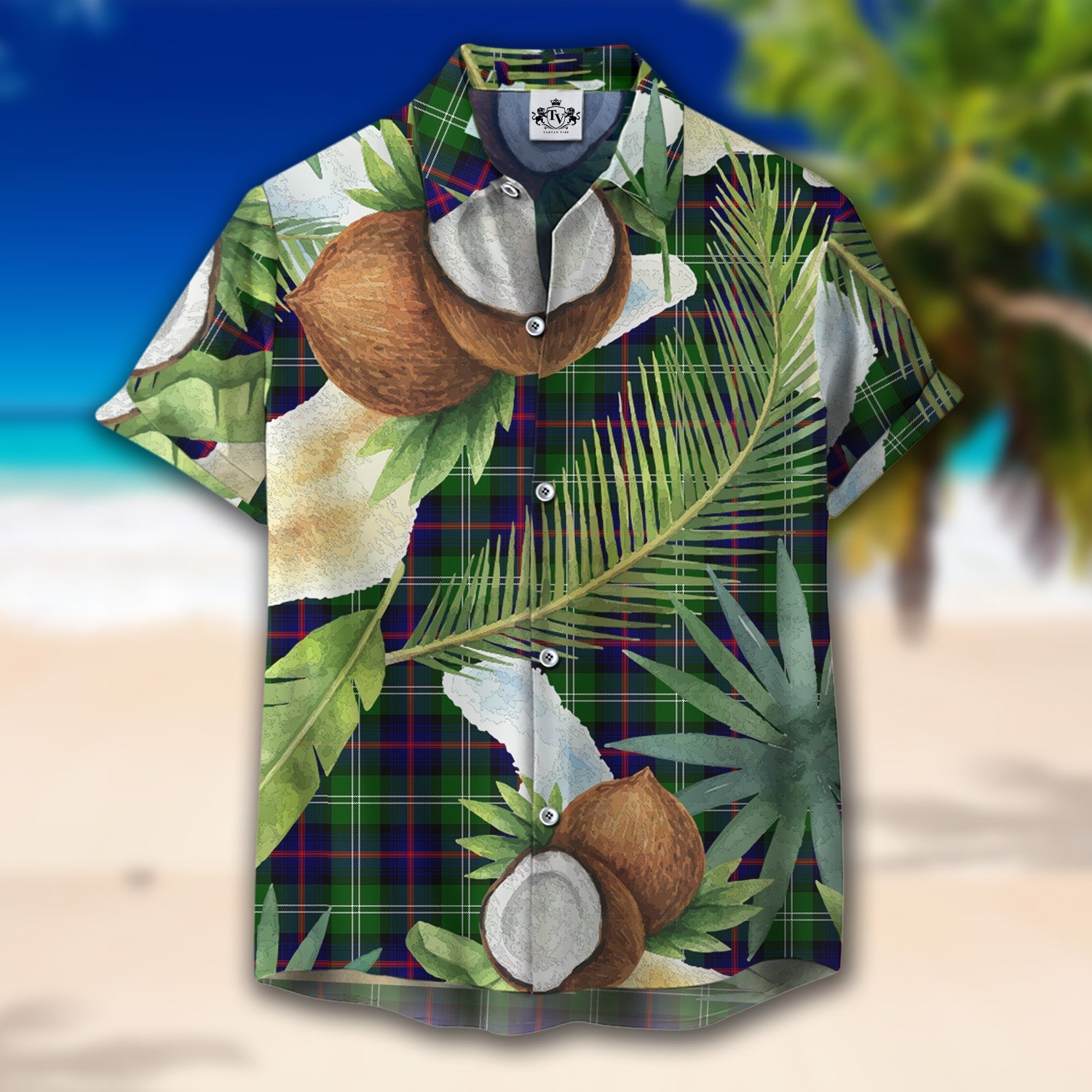 Scottish Tartan Sutherland Modern Clan Hawaiian Shirt Hibiscus - Tropical Garden Style