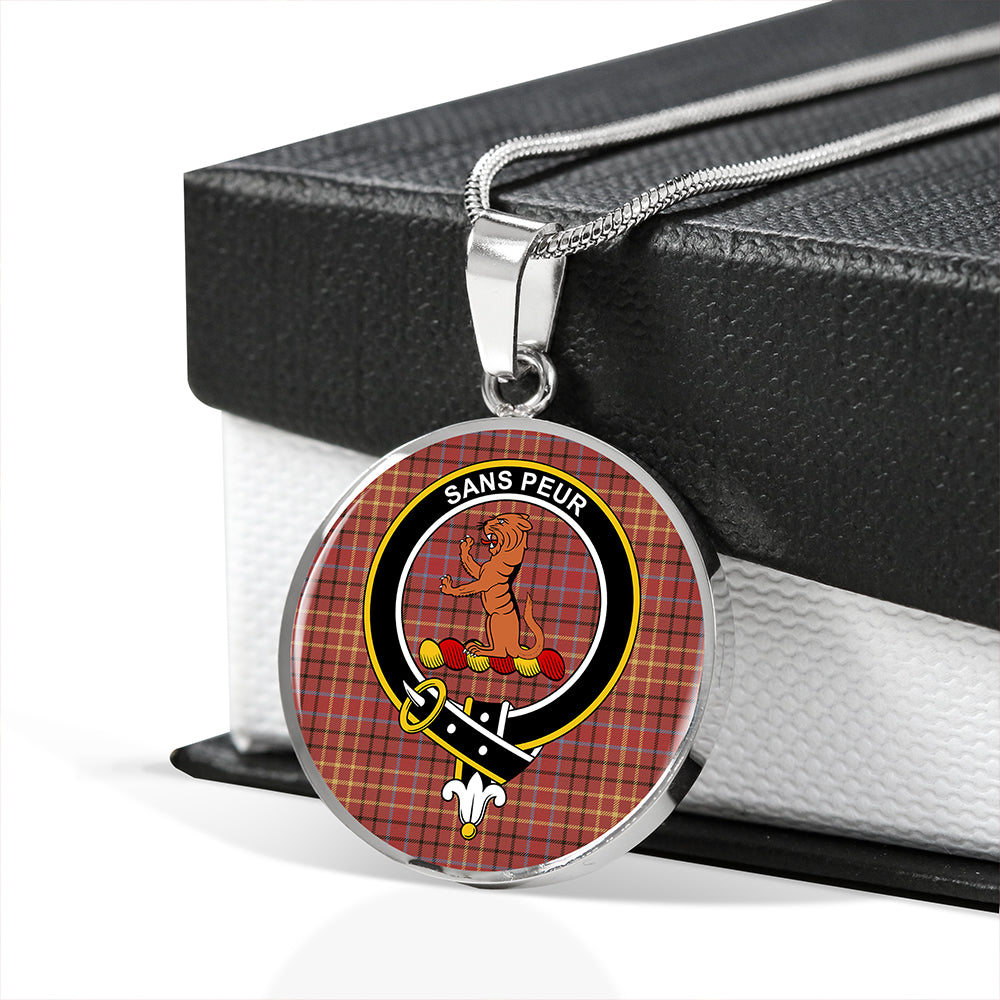 Scottish Tartan Sutherland of Duffus #2 Weathered Clan Circle Necklace Classic Style