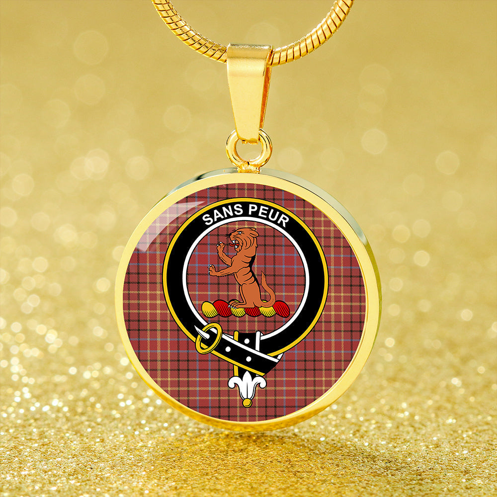 Scottish Tartan Sutherland of Duffus #2 Weathered Clan Circle Necklace Classic Style