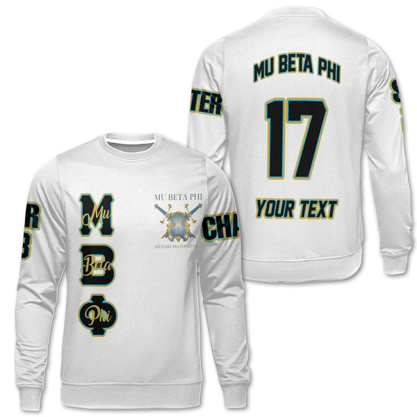 Fraternity Sweatshirt - Personalized Mu Beta Phi Sweatshirt Original White Style