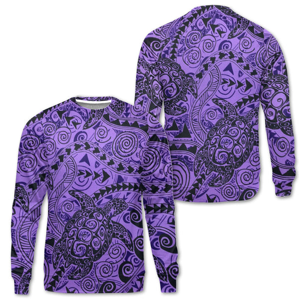 Hawaii Polynesian Turtle Sweatshirt Purple Style