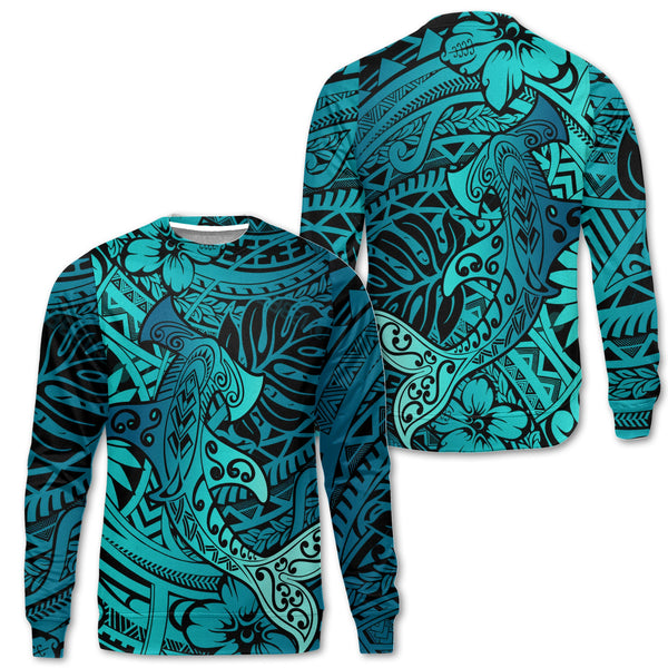 Hawaii Hammerhead Shark Sweatshirt Light See Blue Style