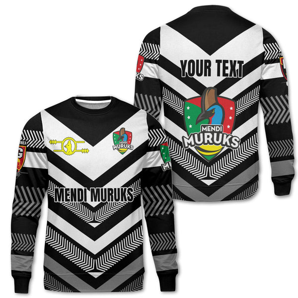 Custom Mendi Muruks Sweatshirt Papua New Guinea Rugby Black & White Style