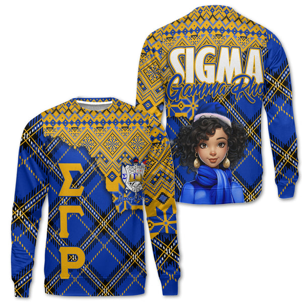 Sorority Sweatshirt - Christmas Sigma Gamma Rho Girl Sweatshirt Plaid Background Style