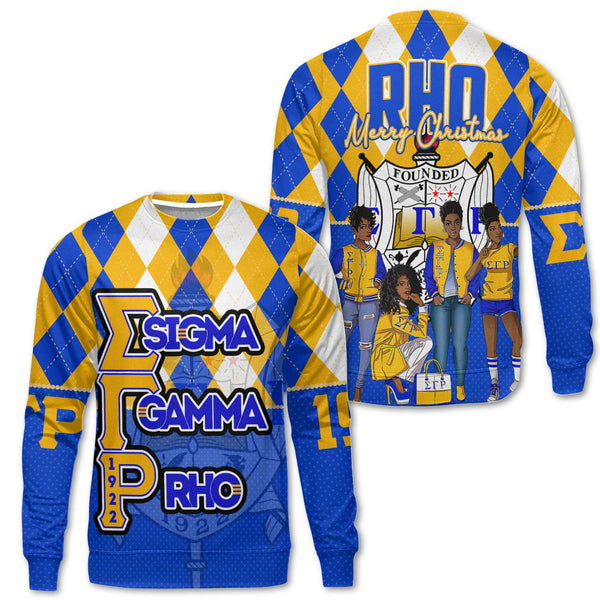 Sorority Sweatshirt - Christmas Sigma Gamma Rho Girl Sweatshirt Rhombus Pattern Style