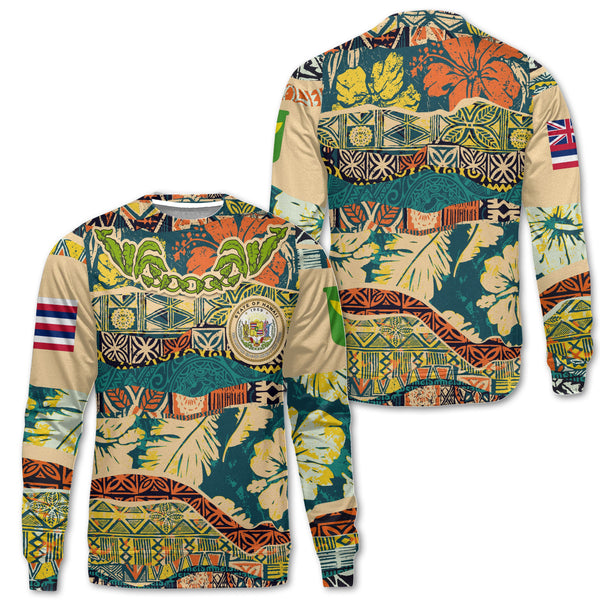 Hawaii Flag Sweatshirt Coat Of Arm Style