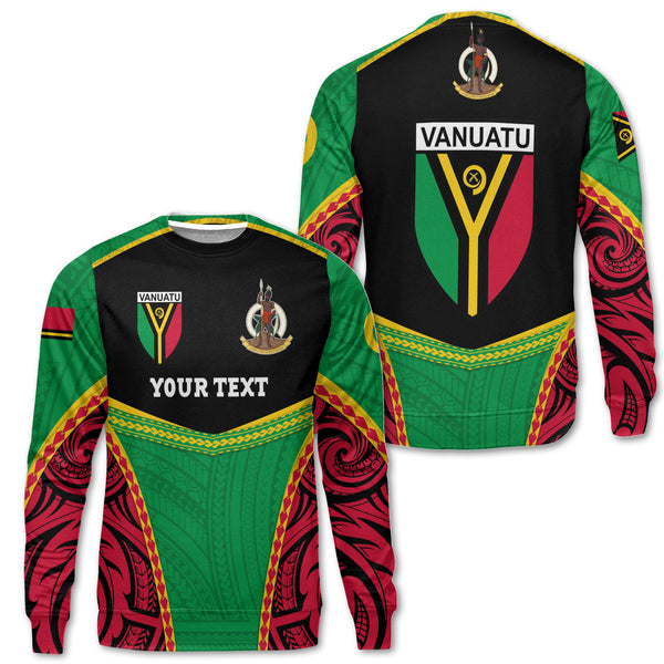 Custom Vanuatu Flag & Coat Of Arms Sweatshirt Black Style