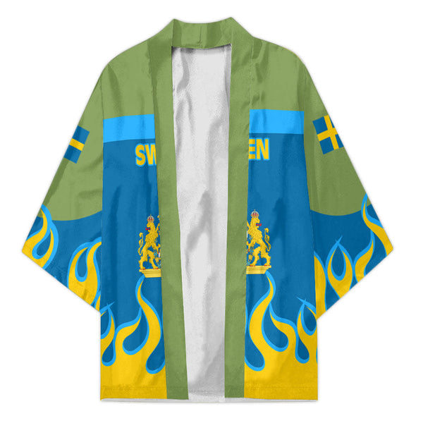 Sweden Kimono Flag & Coat Of Arms Fire Hockey Style