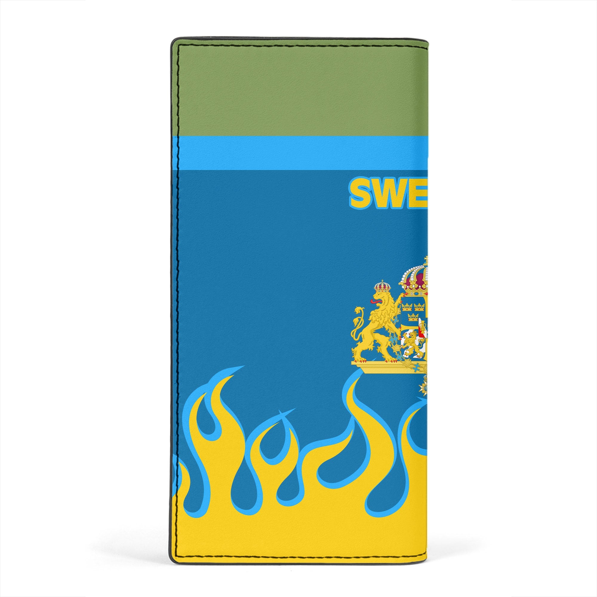 Sweden Leather Wallet Flag & Coat Of Arms Fire Hockey Style