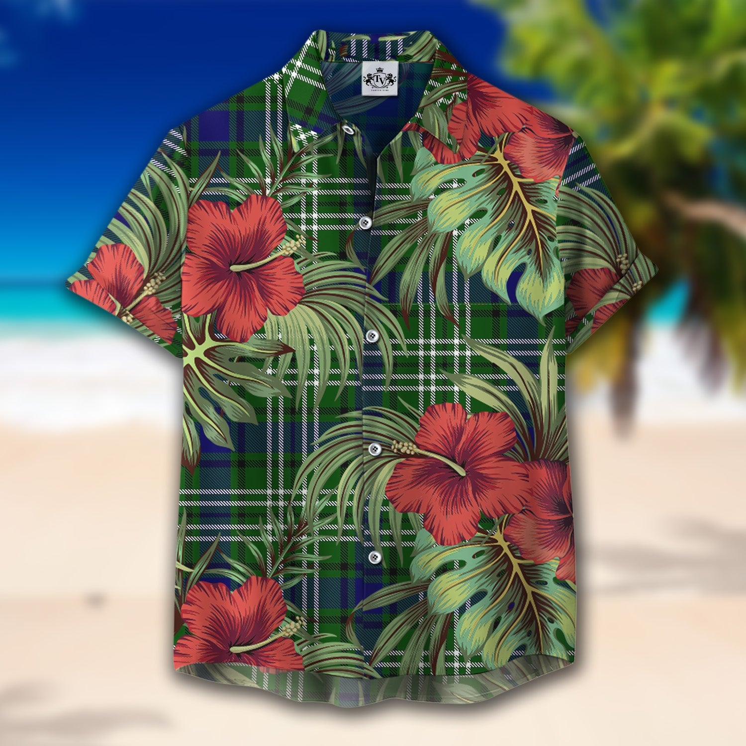 Scottish Tartan Swinton Clan Hawaiian Shirt Hibiscus - Tropical Garden Style