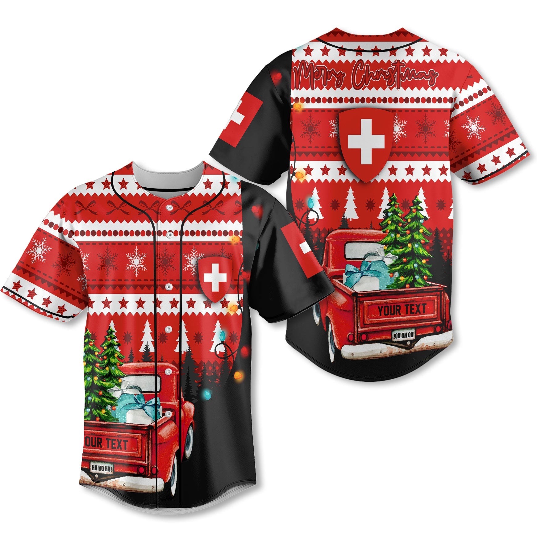 Switzerland Baseball Jersey Coat Of Arms Christmas Style