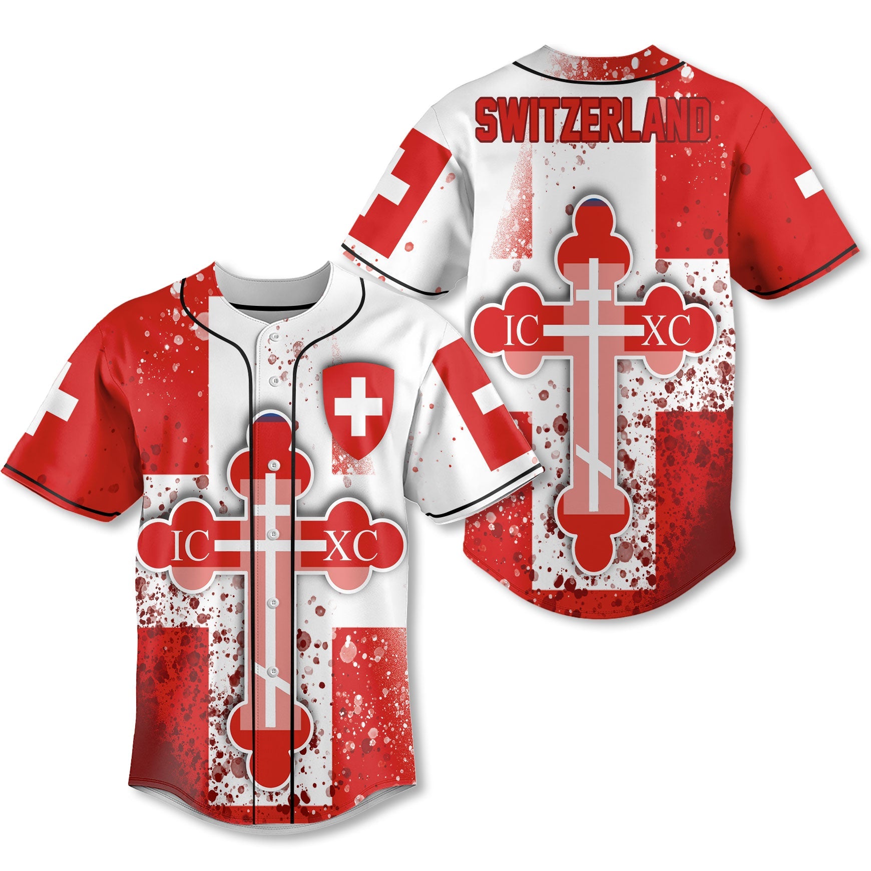 Switzerland Baseball Jersey Flag & Coat Of Arms Orthodox Style