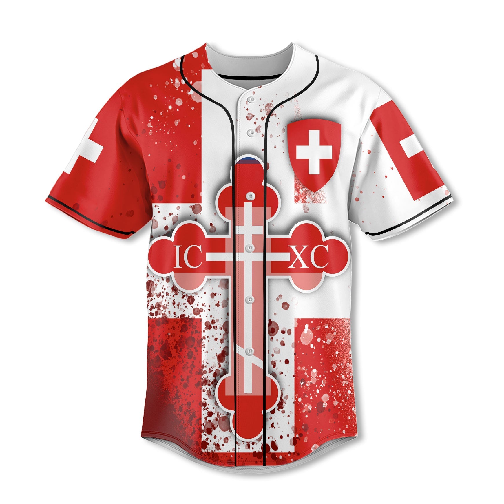 Switzerland Baseball Jersey Flag & Coat Of Arms Orthodox Style