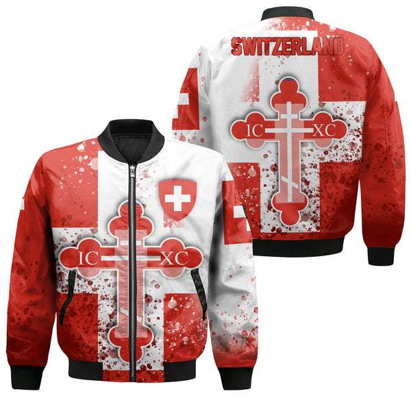 Switzerland Bomber Jacket Flag & Coat Of Arms Orthodox Style