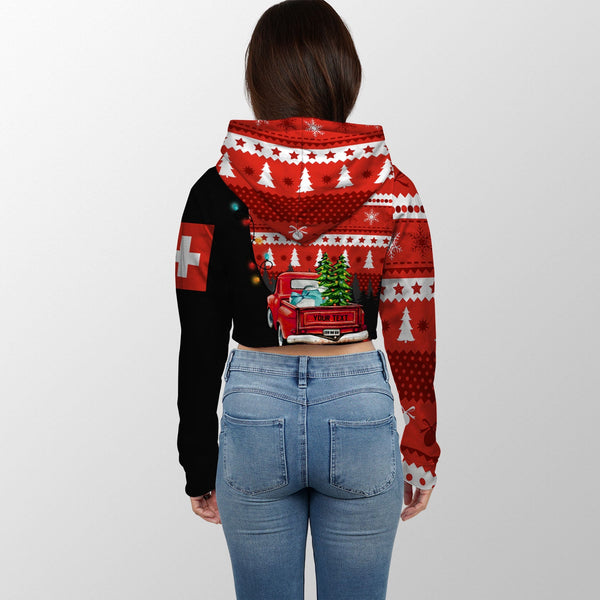 Switzerland Crop Hoodie Coat Of Arms Christmas Style