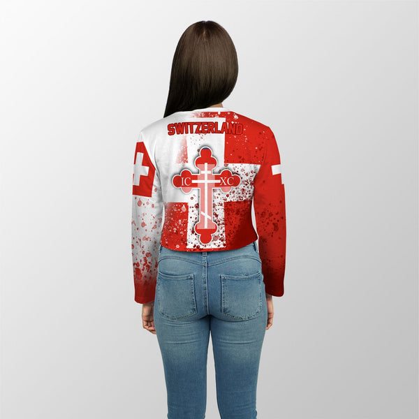 Switzerland Crop Top Long TShirt Flag & Coat Of Arms Orthodox Style