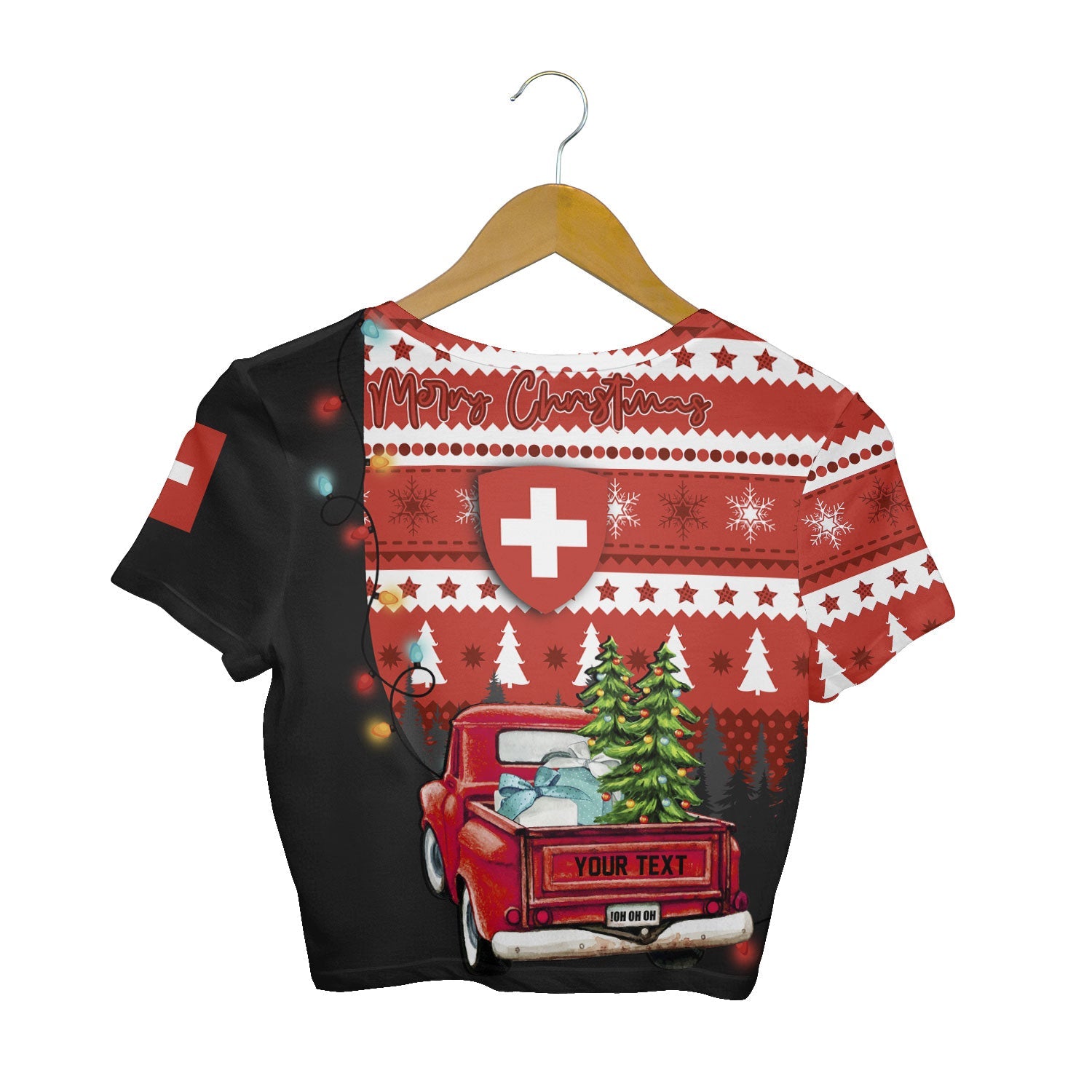 Switzerland Crop Top T Shirt Coat Of Arms Christmas Style