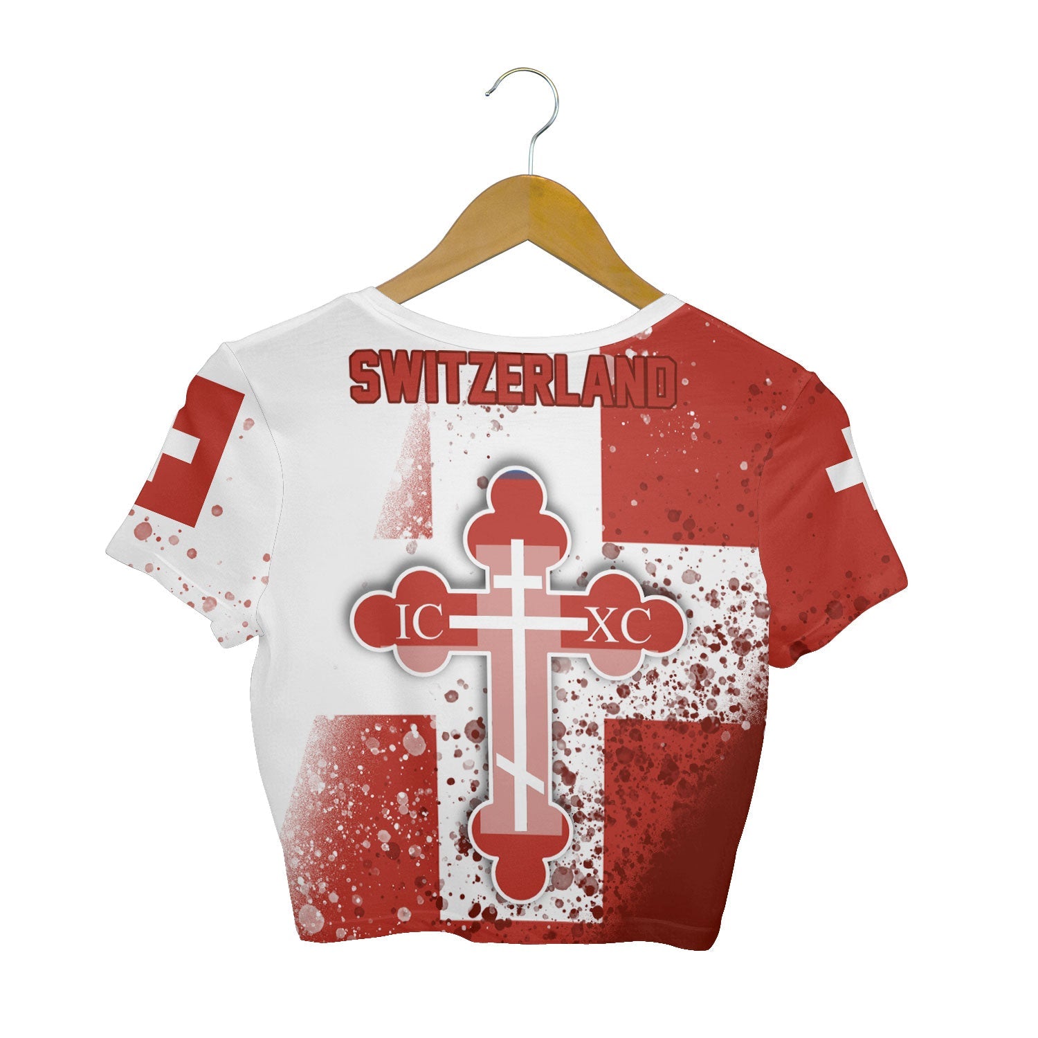 Switzerland Crop Top T Shirt Flag & Coat Of Arms Orthodox Style