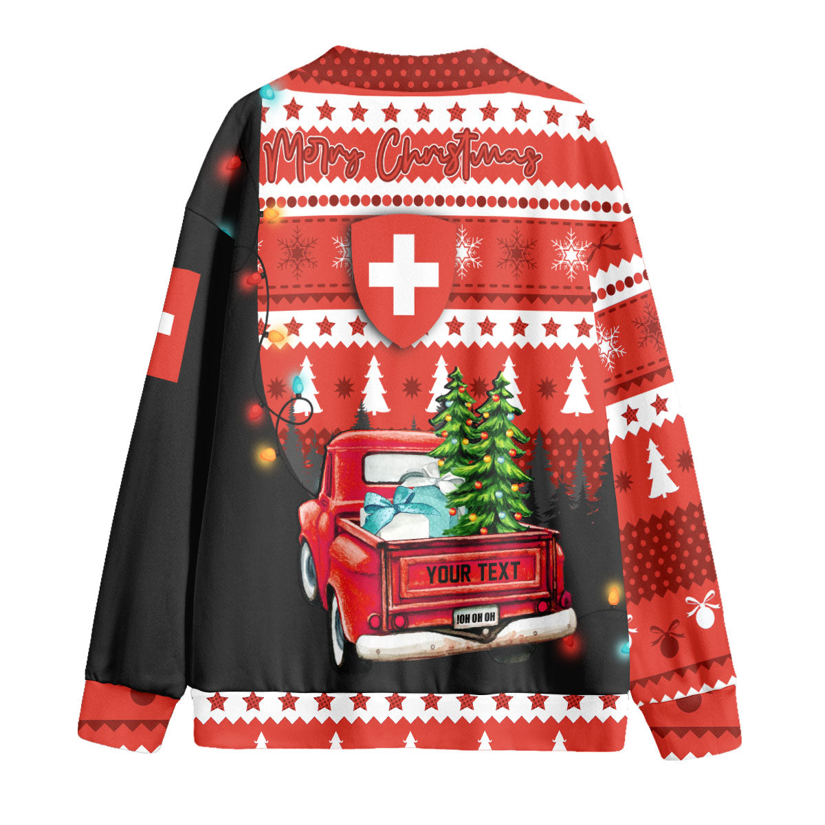 Switzerland Fleece Cardigan Coat Of Arms Christmas Style