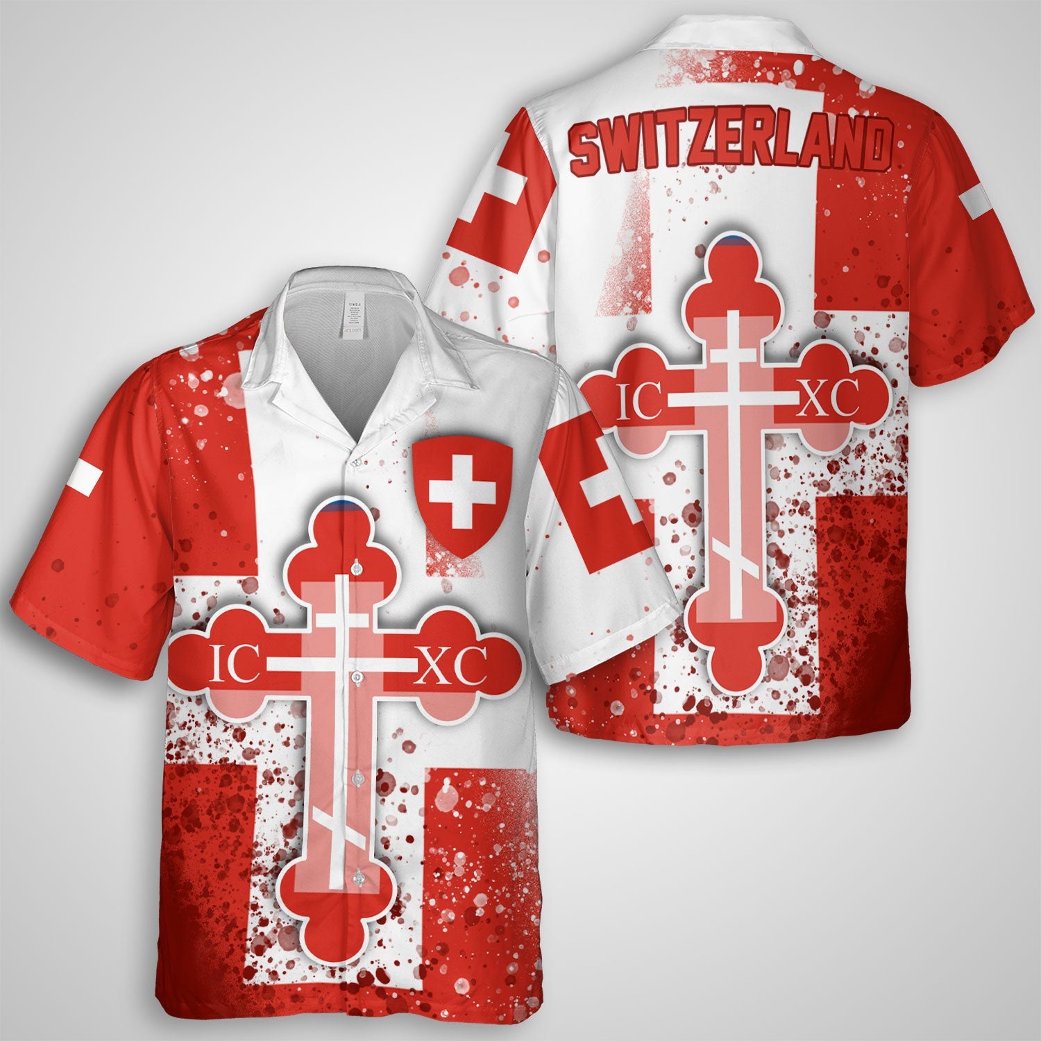 Switzerland Hawaiian Shirt Flag & Coat Of Arms Orthodox Style