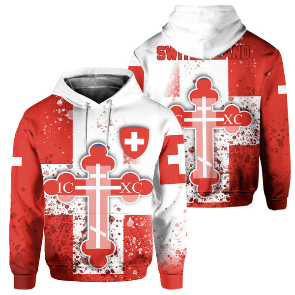 Switzerland Hoodie Flag & Coat Of Arms Orthodox Style