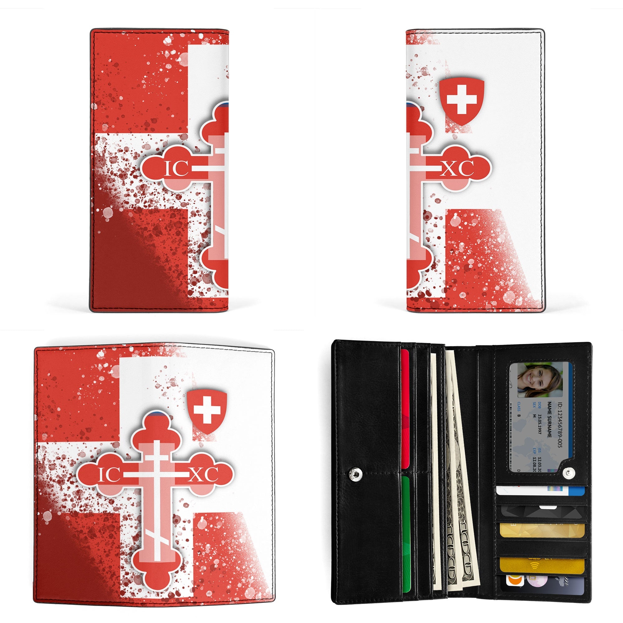 Switzerland Leather Wallet Flag & Coat Of Arms Orthodox Style