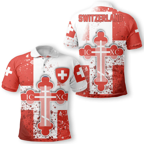 Switzerland Polo Shirt Flag & Coat Of Arms Orthodox Style