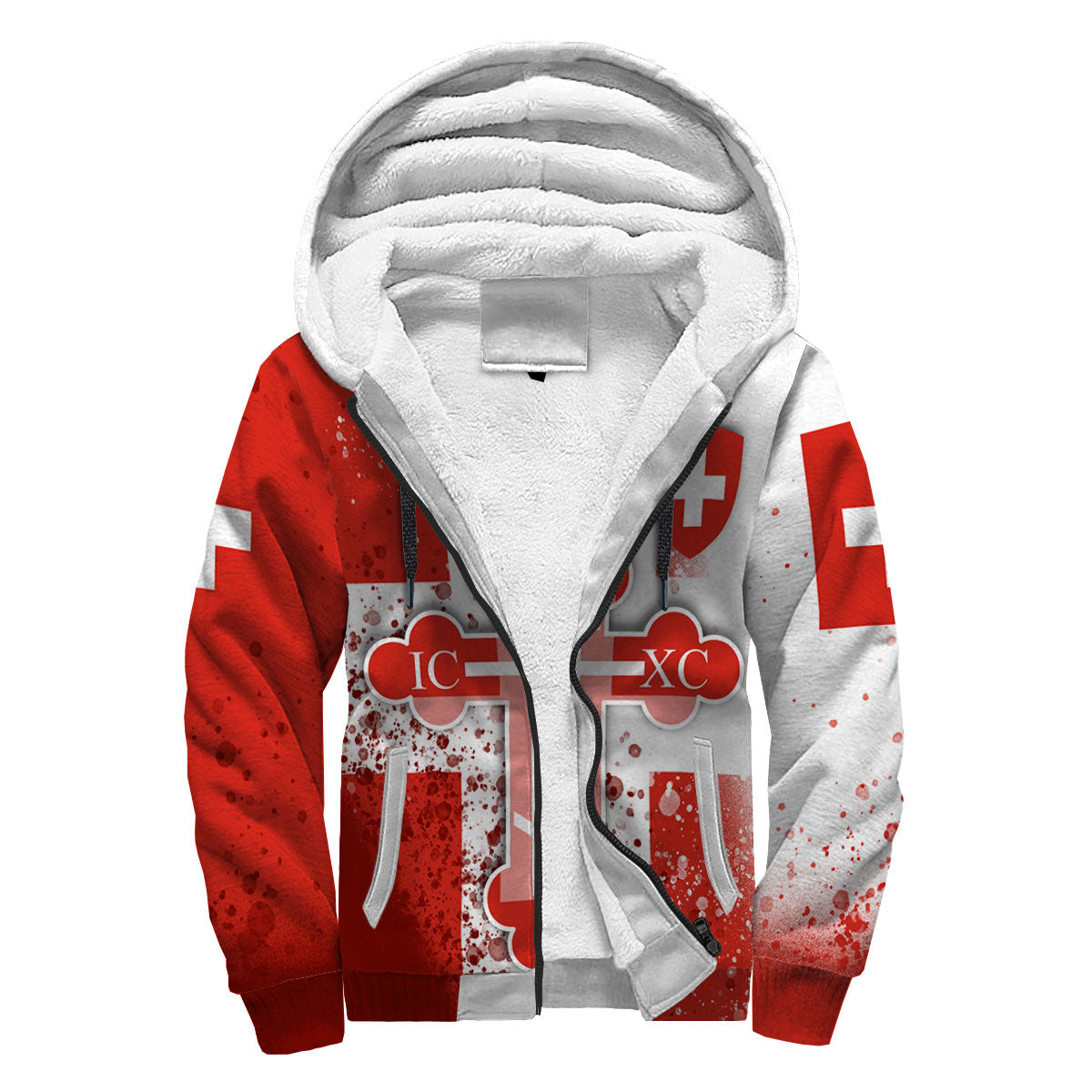 Switzerland Sherpa Hoodie Flag & Coat Of Arms Orthodox Style