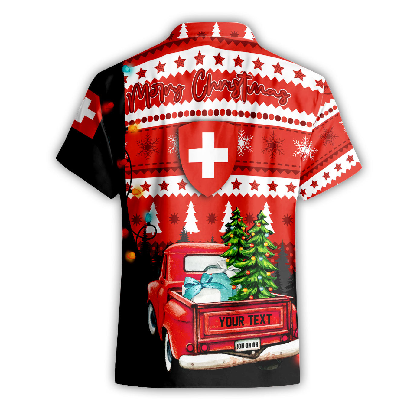 Switzerland Short Sleeve Shirt Coat Of Arms Christmas Style