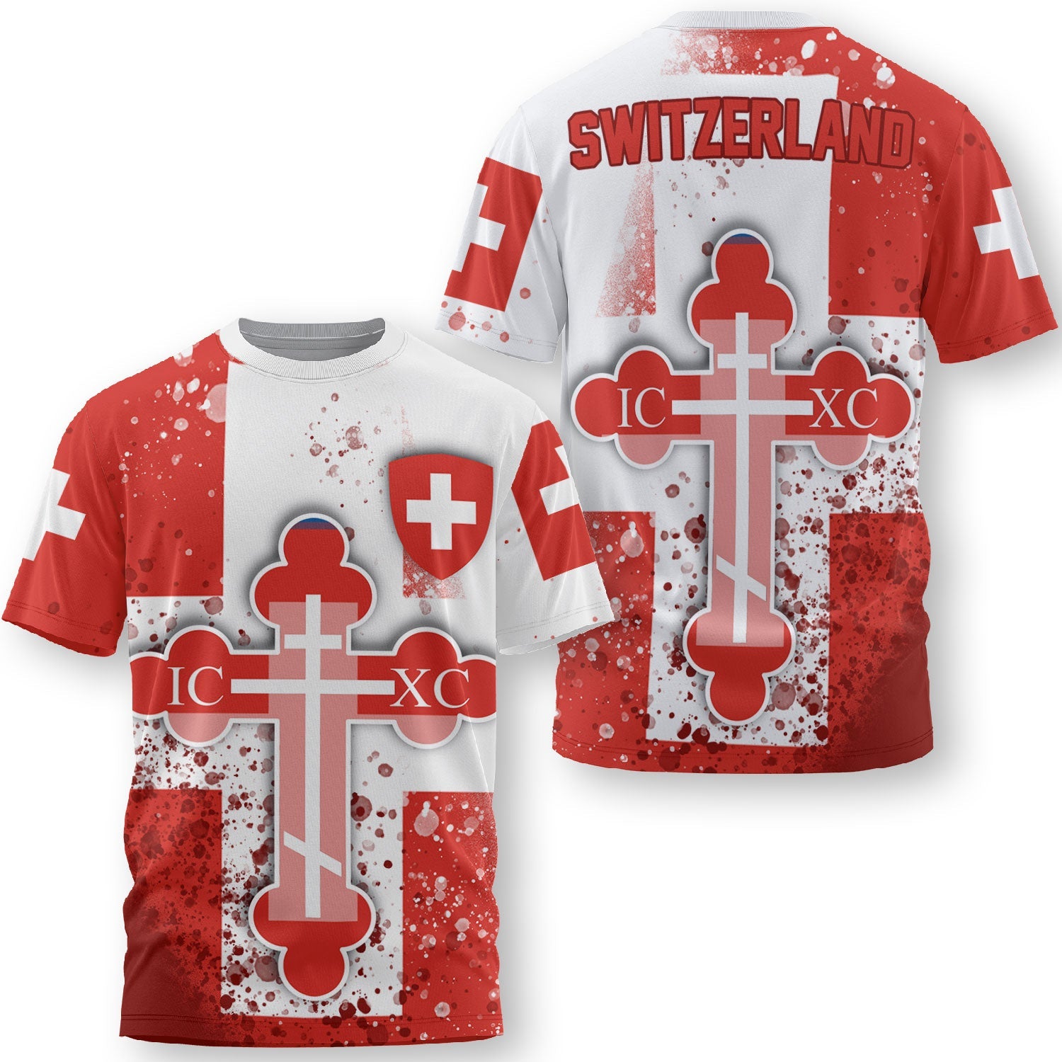 Switzerland T Shirt Flag & Coat Of Arms Orthodox Style