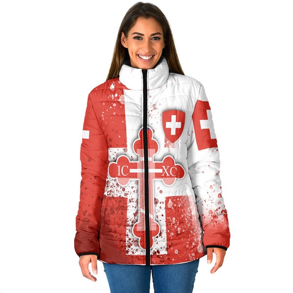 Switzerland Women Padded Jacket Flag & Coat Of Arms Orthodox Style