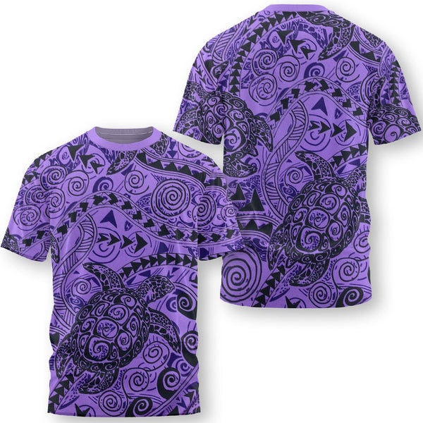 Hawaii Polynesian Turtle T Shirt Purple Style