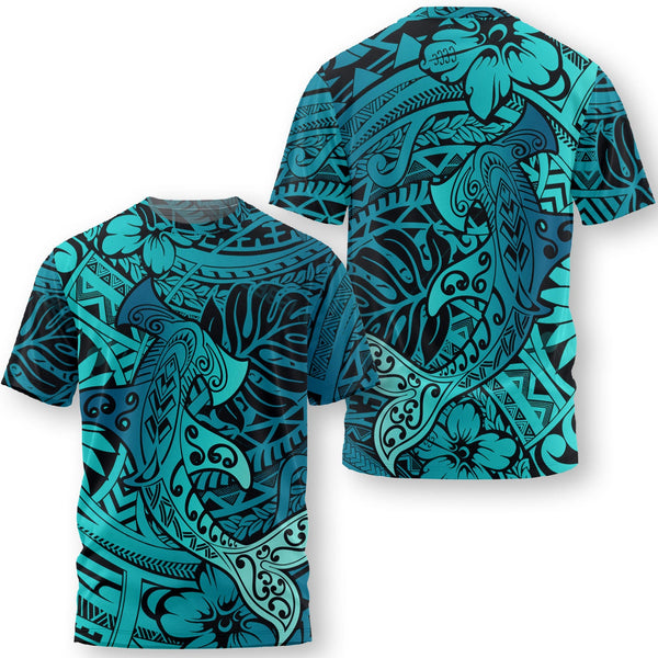 Hawaii Hammerhead Shark T Shirt Light See Blue Style