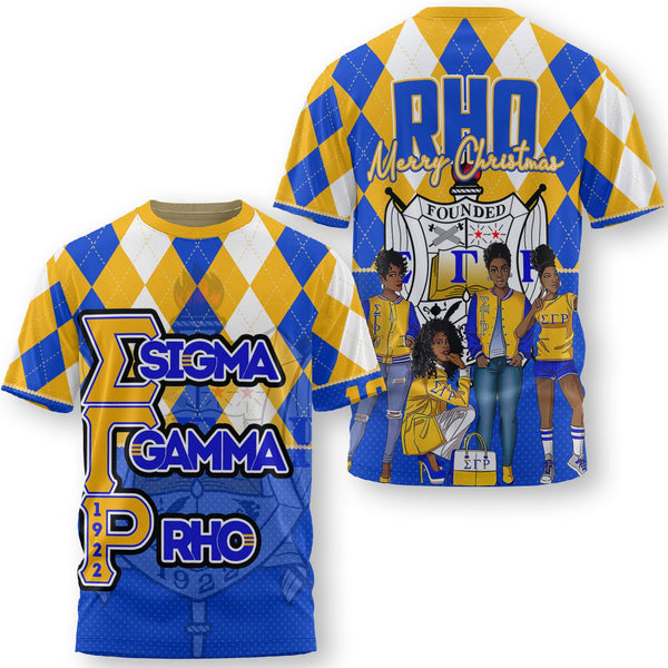 Sorority T Shirt - Christmas Sigma Gamma Rho Girl T Shirt Rhombus Pattern Style