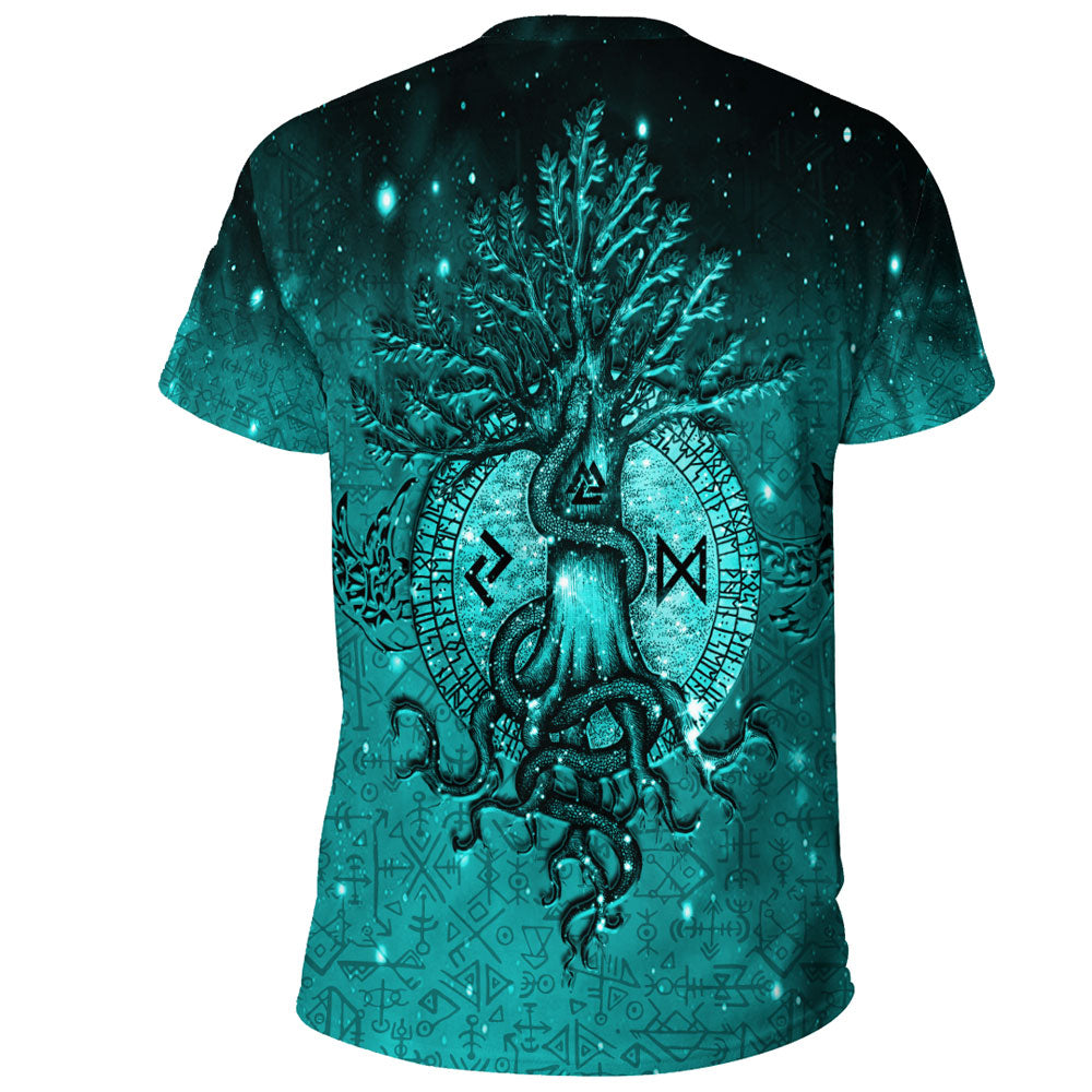 Viking T-Shirt Yggdrasil Viking Cyan Thunder