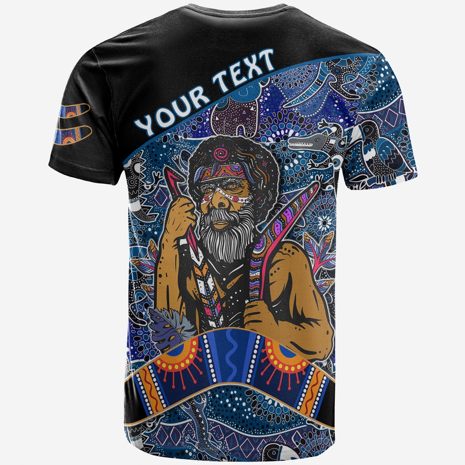 (Custom Personalised) Australian Boomerang TShirt Indigenous Australia Blue Graceful