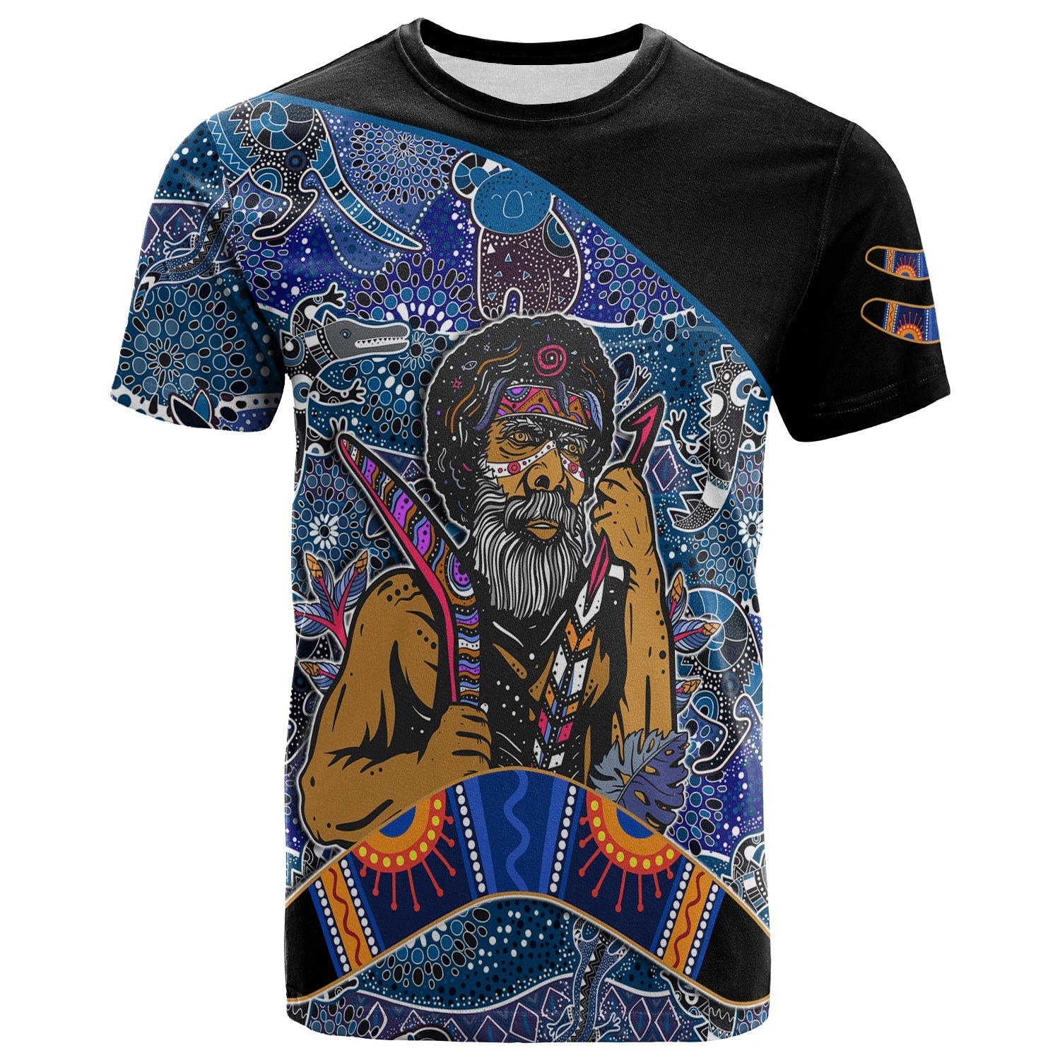 (Custom Personalised) Australian Boomerang TShirt Indigenous Australia Blue Graceful