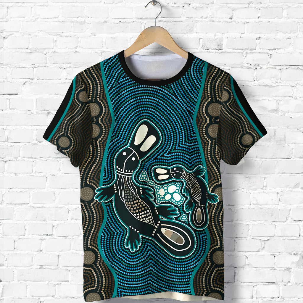 (Custom Personalised) Aboriginal Dot TShirt Platypus Victory Version Blue