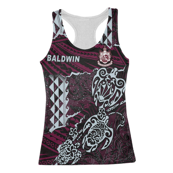 Hawaii Baldwin High School Custom Racerback Tank Polynesian Turtle Style