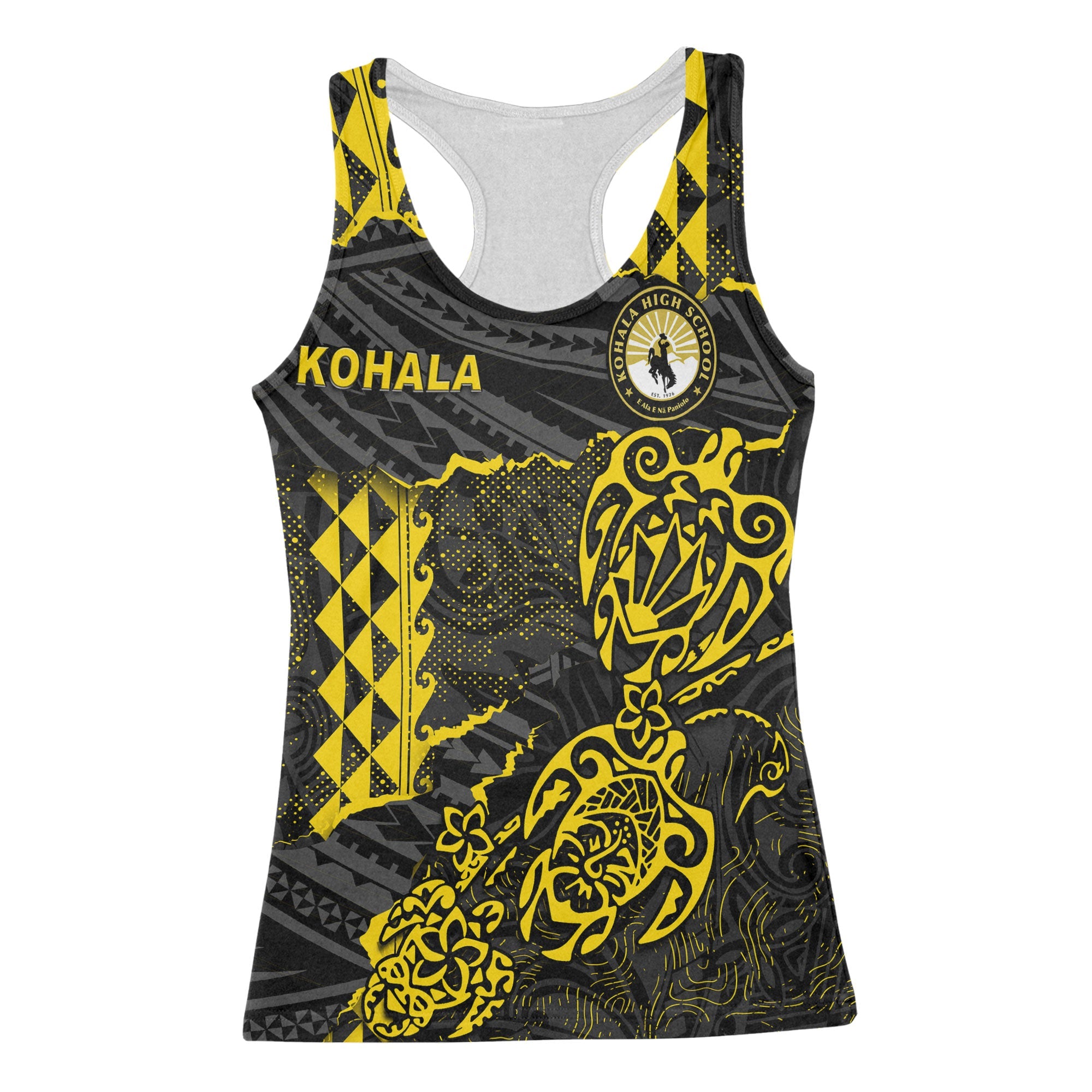 Hawaii Kohala High School Custom Racerback Tank Polynesian Turtle Style