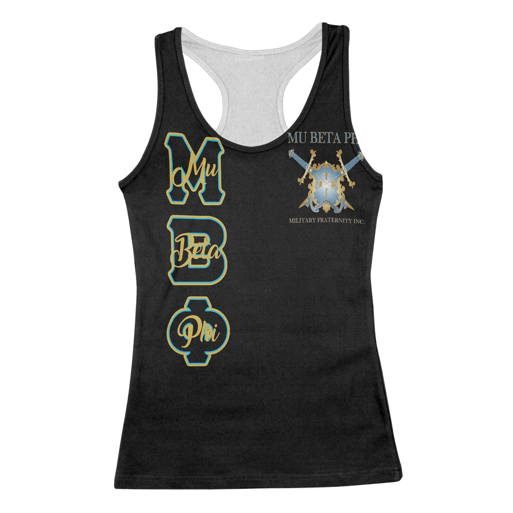 Fraternity Tank Top - Personalized Mu Beta Phi Racerback Tank Original Black Style