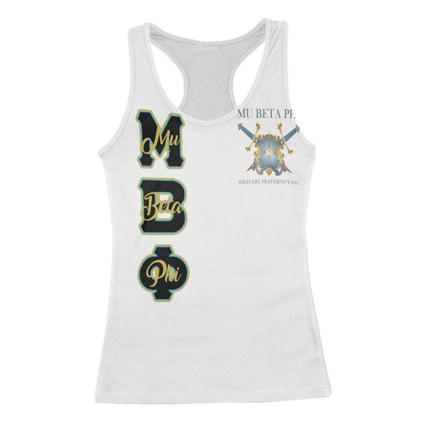 Fraternity Tank Top - Personalized Mu Beta Phi Racerback Tank Original White Style